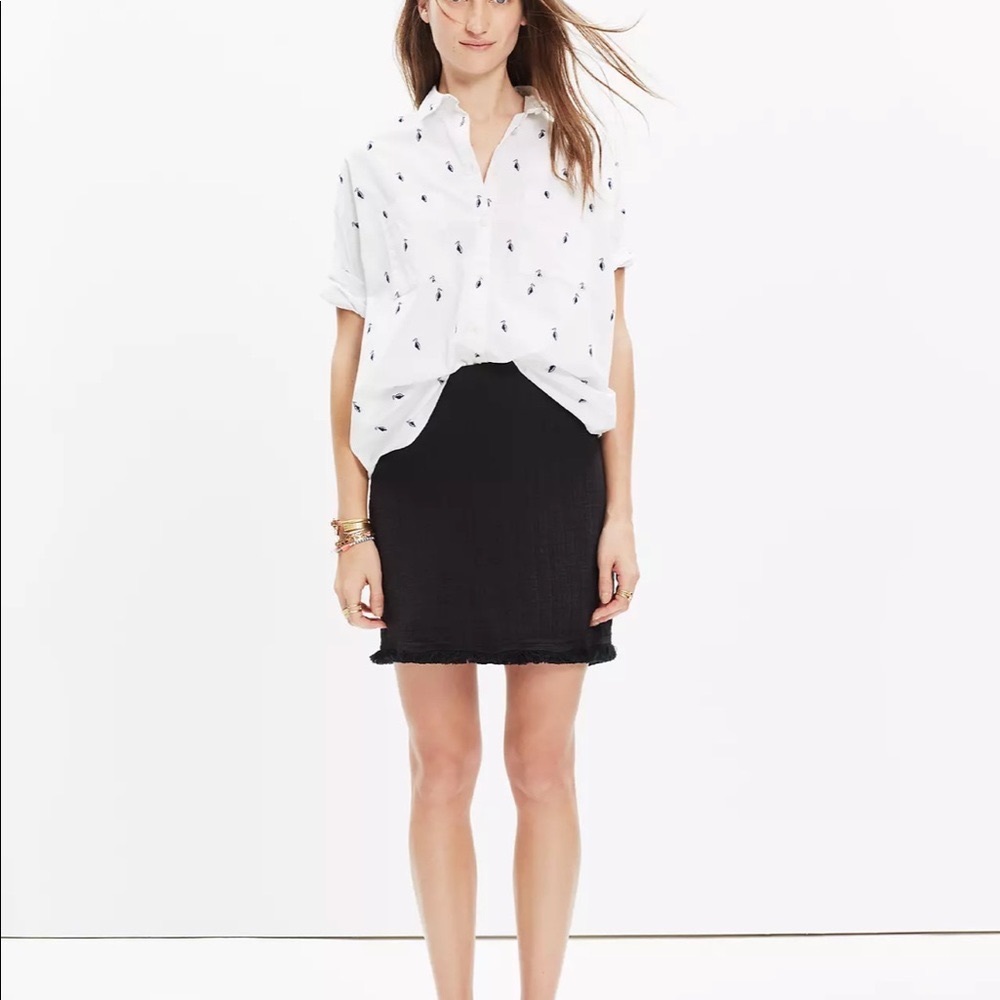 Madewell Black Fringe Mini Skirt